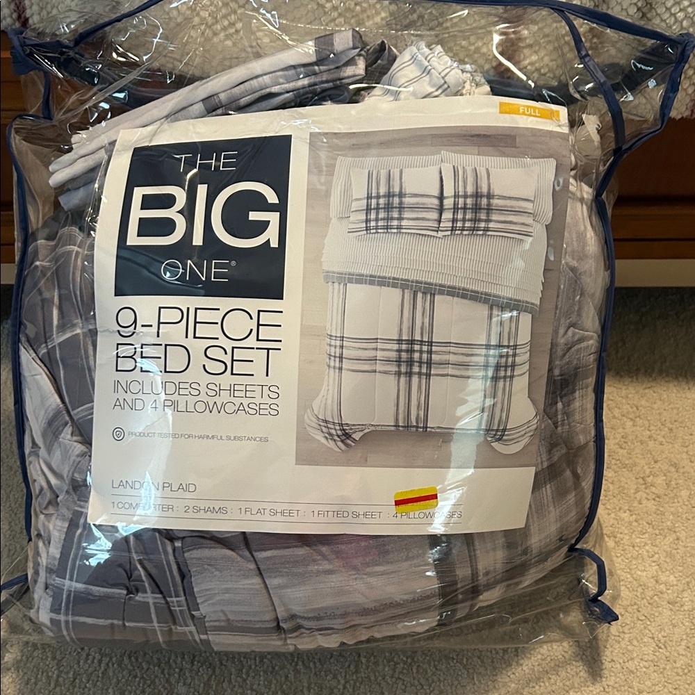 The Big One Gray and White Plaid 9-Piece Bed Set